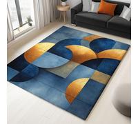 Alfombra de salón, 120 x 170 cm, lavable a máquina, alfombra de dormitorio, antideslizante, abstracto, moderno, forma geométrica, para comer, oficina, más duradera y ecológica, pelo raso, moqueta