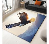 Alfombra de salón, 140 x 200 cm, suave, de pelo bajo, antideslizante, para dormitorio, comedor, salón, águila calva y amanecer, lavable, no desprende pelusa, color amarillo pálido