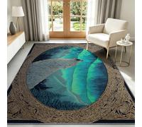 Alfombra de salón, 160 x 230 cm, Aurore Loup, alfombra de marco redondo, fantástico, antideslizante y lavable a máquina, felpudo, interior de entrada, con pelo Ras, moqueta para dormitorio, oficina