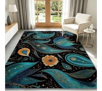 Alfombra de salón, 160 x 230 cm, diseño de Paisley, alfombra de pasillo, flores bohemia habitación, decoración, felpudo, antideslizante, moqueta lavable, cómoda, interior para dormir, oficina, hotel