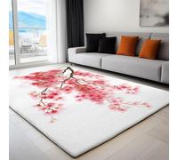 Alfombra de salón 180 x 240 cm, Elegante Doctrina Minimalista Floral Alfombra Estampada Lavable Antideslizante, Tapete de área Suaves para Sala de Estar o Dormitorio Crema