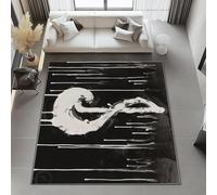 Alfombra De Salón 180x240 cm, Abstracto Nota Musical Impresa Pelo Corto Antideslizante Lavables Habitación Dormitorio Negro Alfombras De Cocina Alfombra De Entrada