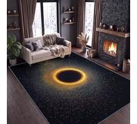 Alfombra de salón, 80 x 150 cm, anillo geométrico luminoso, alfombra de dormitorio, suave y antideslizante, arte fantástico, lavable a máquina, Felpudo para salón, cocina, pasillo y decoración del