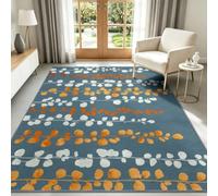 Alfombra de salón 80 x 150 cm, flor naranja quemada, alfombra de plantas vintage antideslizante y lavable a máquina, Felpudo interior con forro de pelo ras para dormitorio, oficina, cocina