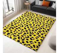 Alfombra de salón Amarillo 140 x 200 cm, Sencillo Minimalista Animal Estampado De Leopardo Lavable a máquina Antideslizante de Pelo Corto fácil de cuidar para salón Comedor hogar y Oficina.
