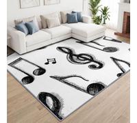 Alfombra de salón bosquejo minimalista 120 x 170 cm, llave de música, alfombra de pelo corto, lavable, moderna, decorativa antideslizante y suave para salón, dormitorio y oficina