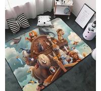 Alfombra de salón con diseño de animal, arco de Noé, antideslizante, lavable, 7,6 x 12,7 cm, para dormitorio, sala de estar, 152 x 99 cm