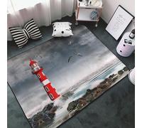 Alfombra de salón con diseño de faro 3D, antideslizante, lavable, 7,6 x 12,7 cm, para dormitorio, sala de estar, 152 x 99 cm