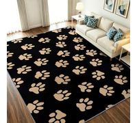 Alfombra de salón de 140 x 200 cm, suave alfombra antideslizante de pelo corto con huellas de animales, perros y gatos, minimalista, geométrica, lavable, para dormitorio y oficina en casa, comedor
