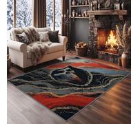 Alfombra de salón de mármol genérica, 160 x 230 cm, alfombra moderna, suave, fantasía oscura, esqueleto de calavera impresa, alfombra antideslizante para comedor, dormitorio, pasillo, oficina, sala de