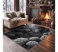 Alfombra de salón de paisaje fractal círculo orgánico 160 x 230 cm niños niñas adolescentes, abstracta minimalista alfombra de dormitorio 3D impresa franela, lavable, moqueta para dormir, cocina
