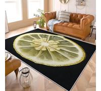 Alfombra de Salón de Pelo Corto 120x170 cm PatróN de Rodajas de LimóN Lavable y Antideslizante, Alfombra Interior Corte Bajo Verde Alfombras Esponjosa para Dormitorio y Habitación