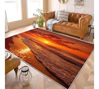 Alfombra de Salón de Pelo Corto 160x230 cm Mondialeleza Atardecer Paisaje Marino Lavable y Antideslizante, Alfombra Interior Corte Bajo Paisaje Alfombras Esponjosa para Dormitorio y Habitación