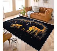 Alfombra de Salón de Pelo Corto 160x230 cm PatróN Abstracto de Oso Negro Lavable y Antideslizante, Alfombra Interior Corte Bajo Oro Alfombras Esponjosa para Dormitorio y Habitación