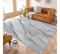 Alfombra de Salón de Pelo Corto 160x230 cm Textura Mondialel de MáRmol Lavable y Antideslizante, Alfombra Interior Corte Bajo Gris Alfombras Esponjosa para Dormitorio y Habitación