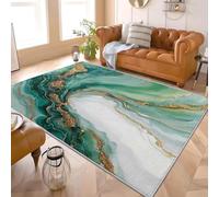 Alfombra de Salón de Pelo Corto 200x300 cm Arte Fluido de MáRmol Lavable y Antideslizante, Alfombra Interior Corte Bajo Verde Alfombras Esponjosa para Dormitorio y Habitación