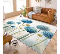 Alfombra de Salón de Pelo Corto 60x90 cm Sencillo PatróN de Diente de LeóN Lavable y Antideslizante, Alfombra Interior Corte Bajo Blanco Alfombras Esponjosa para Dormitorio y Habitación