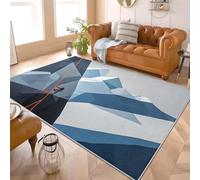 Alfombra de Salón de Pelo Corto 80x150 cm PatróN Abstracto de Escalada En Roca Lavable y Antideslizante, Alfombra Interior Corte Bajo Azul GrisáCeo Alfombras Esponjosa para Dormitorio y Habitación