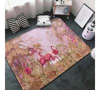Alfombra de salón, diseño de flamencos en el bosque tropical, antideslizante, lavable, 7,6 x 12,7 cm, para dormitorio, sala de estar, 152 x 99 cm