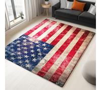 Alfombra de salón genérica, 180 x 240 cm, lavable a máquina, alfombra de dormitorio antideslizante, diseño vintage, bandera americana para comer, oficina y más duradera y ecológica, con pelo raso