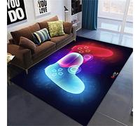 Alfombra de Salón Grande 3D Videojuego Alfombra de Habitación de Niño Adolescente Antideslizante Lavable Gamer Gamepad Area Carpet Running Gymnastics Mat Alfombras Infantil (Rojo Azul,140 x 180 cm)