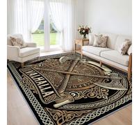 Alfombra de salón hacha guerra vikingo celta 60 x 90 cm, para dormitorio | Mitología nórdica medieval vikinga, alfombra lavable de lana sintética, antideslizante, pelo corto, descenso de cama, oficina