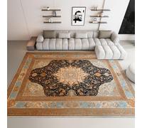 Alfombra de salón Lavable 100 x 150 cm - Beige Pelo Corto - Alfombra Formas Tradicionales Florales Y Geométricas Suave Antideslizante diseño para Dormitorio, Comedor, Cocina, Oficina, Baño