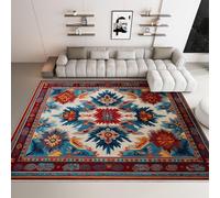 Alfombra de salón Lavable 100 x 150 cm - Rojo Pelo Corto - Alfombra Formas Tradicionales Tribales Y Geométricas Suave Antideslizante diseño para Dormitorio, Comedor, Cocina, Oficina, Baño