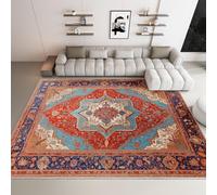 Alfombra de salón Lavable 120 x 160 cm - Rojo Pelo Corto - Alfombra Formas Tradicionales Étnicas Y Geométricas Suave Antideslizante diseño para Dormitorio, Comedor, Cocina, Oficina, Baño