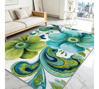 Alfombra de salón lavable 160 x 230 cm Paisley Grande Fleur, alfombra antideslizante de pelo Ras plantas chinas para cocina, oficina, comedor, decoración interior, habitación infantil