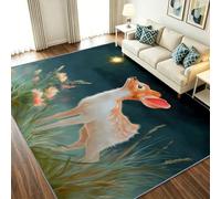 Alfombra de salón lavable a máquina, 120 x 170 cm, romántica alfombra de cielo estrellado, alfombra antideslizante de pelo corto, animales ciervos flores plantas - alfombra de suelo de pelo ancho para