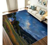Alfombra de salón lavable a máquina, 120 x 180 cm, diseño de campestre, antideslizante, de pelo corto, cielo estrellado árboles paisaje - Alfombra de suelo de pelo ancho para dormitorio y cocina