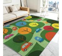 Alfombra de salón lavable a máquina, 60 x 90 cm, camino de coche, árboles, dibujos animados animados, alfombra de dormitorio suave y antideslizante, alfombra de pelo corto interior para sala de estar