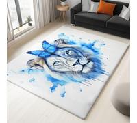 Alfombra de salón lavable a máquina, alfombra de pelo corto, animal león masculino de acuarela para dormitorio y sala de estar, cocina, lavable, parte inferior suave, antideslizante, felpudo, duradero