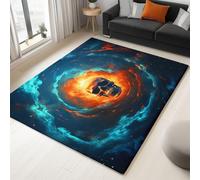 Alfombra de salón lavable a máquina, alfombra de pelo corto, fantasía, ola llama, calavera, moqueta para dormitorio y sala de estar, cocina, lavable, parte inferior suave, antideslizante, duradera