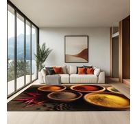 Alfombra de salón Lavable y Antideslizante Mesa De Madera con Fragancia Viva, 60 x 90 cm Rectangular Grande para Dormitorio o Comedor, Alfombra Decorativa Suave de Franela, Caqui