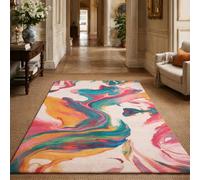 Alfombra de salón moderna de pelo corto, diseño abstracto moderno verde agua turquesa, 180 x 200 cm, decoración para casa, habitación, dormitorio de matrimonio, salón,