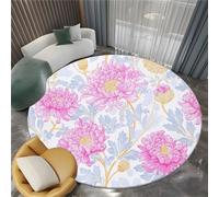 Alfombra De Salón Redonda Crisantemo De William Morris 100 cm Pelo Corto Antideslizante Lavables Alfombrilla Redonda, Blanco Habitación Dormitorio De Cocina Alfombra De Entrada