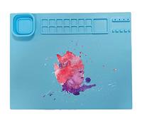 Alfombra de silicona para bricolaje con taza, 14 rejillas, alfombra de pintura resistente al calor para moldeo de resina, alfombra de plastilina sin decoloración para, alfombra de arte antiadherente