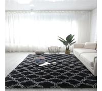 Alfombra de silla para alfombras, alfombra antideslizante moderna suave de pelo largo, decorativa, lavable, largo de felpa, para dormitorio | Comedor Dormitorio Decoración para el hogar (Black