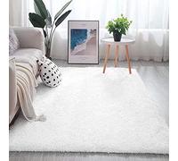 Alfombra de terciopelo suave moderna para sala de estar y dormitorio, color blanco, 80 x 150 cm, acogedora alfombra para habitación de los niños, elegante decoración para el hogar