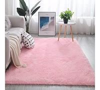 Alfombra de terciopelo suave para sala de estar y dormitorio, alfombra rosa moderna, 120 x 160 cm, acogedora decoración del hogar, elegante alfombra para habitación infantil y guardería