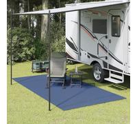 Alfombra de tienda azul 4x2 m | Poliester espuma PVC, resistente a los rayos UV, rejilla antideslizante, plegable, para caravana