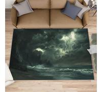 Alfombra de tormenta de 80 x 150 pulgadas, alfombras de tormenta marina para dormitorio, alfombra de área costera, alfombras de decoración del hogar para sala de estar, alfombra antideslizante lavable