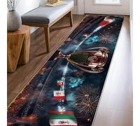 Alfombra de trofeo, banderas deportivas de celebración, fuegos artificiales, color rojo, de pelo bajo, rectangular, no se desprende, para cocina, mesita de noche, entrada, pasillo, decoración de 2 x 8