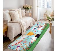 Alfombra de trofeo, banderas festivas de celebración, confeti, celebración, color verde, de pelo bajo, esponjas, rectangulares, bordes para cocina, entrada, baño, decoración de puerta, 2 x 8 pies