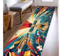 Alfombra de trofeo para celebración, confeti dinámico, para celebración, estadio, color rojo, pelo bajo, rectangular, no se desprende, para cocina, entrada, mesita de noche, pasillo, decoración de 2 x