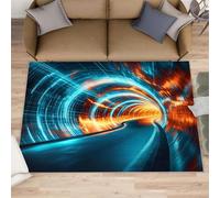 Alfombra de túnel de ciencia ficción para sala de estar, 160 x 200 cm, alfombra de suelo de riel óptico, alfombras de futuro de ciencia ficción, alfombras de dormitorio, suaves, antideslizantes, para