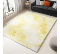 Alfombra de vetas curvadas de mármol para salón, 60 x 90 cm, de pelo corto, lavable, muy suave, duradera, antideslizante para habitación de los niños, comedor, color amarillo
