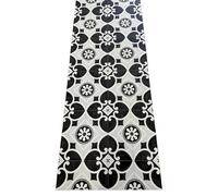 Alfombra de Vinilo para Cocina, Terraza, Exteriores - Fácil de Limpiar - Base Antideslizante - Diseño ACHI (Gris/Negro, 65x100)